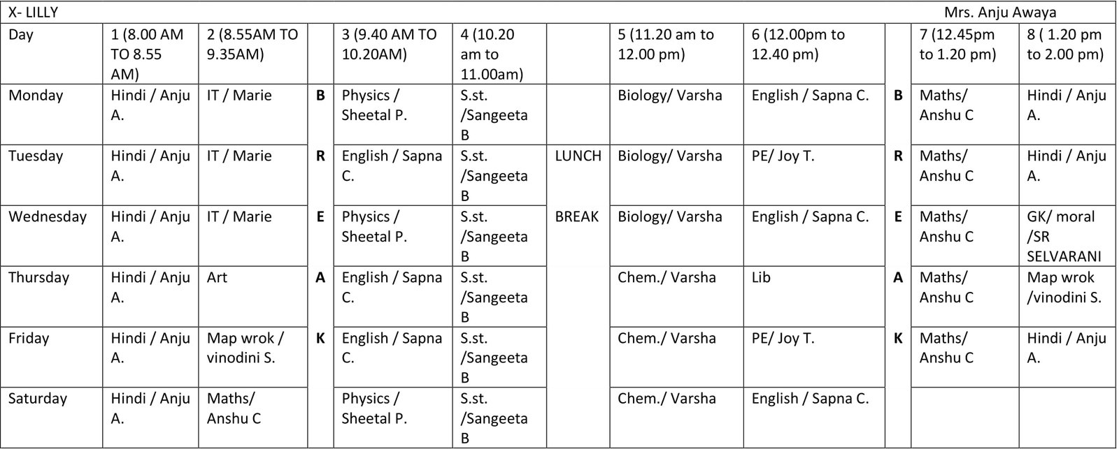 Time Table 2024-25